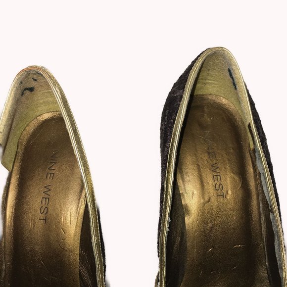 Nine West Crushed Velvet Heels with Gold Trim Size - Picture 5 of 11